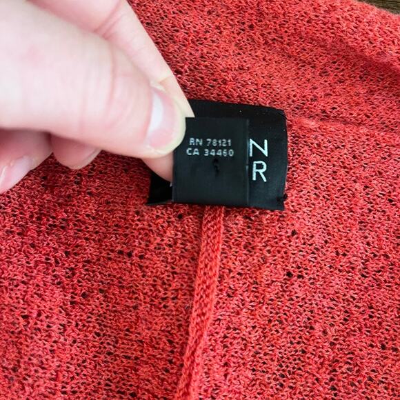 Eileen Fisher Italian Yarn 100% Wool Peplum Open Front Cardigan Sweater Red PS - Picture 7 of 7